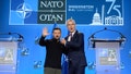 Ukraine's President Volodymyr Zelenskyy and NATO Secretary General Jens Stoltenberg speak during a press conference at the NATO summit in Washington, on July 11, 2024.