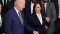 WASHINGTON, DC - JANUARY 17: U.S. President Joe Biden holds hands with Vice President Kamala Harris (R) during a ceremony honoring the Golden State Warriors on January 17, 2023 in Washington, DC. The Warriors won the 2022 NBA Championship. (Photo by Win McNamee/Getty Images) - Fox News