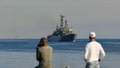 People watch ships from Russia's Baltic Fleet arrive to Cuba on July 27, 2024. - Fox News