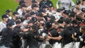 Benches clear after Heston Kjerstad #13 of the Baltimore Orioles is hit by pitch in the ninth inn during a baseball game against the New York Yankees at the Oriole Park at Camden Yards on July 12, 2024 in Baltimore, Maryland.