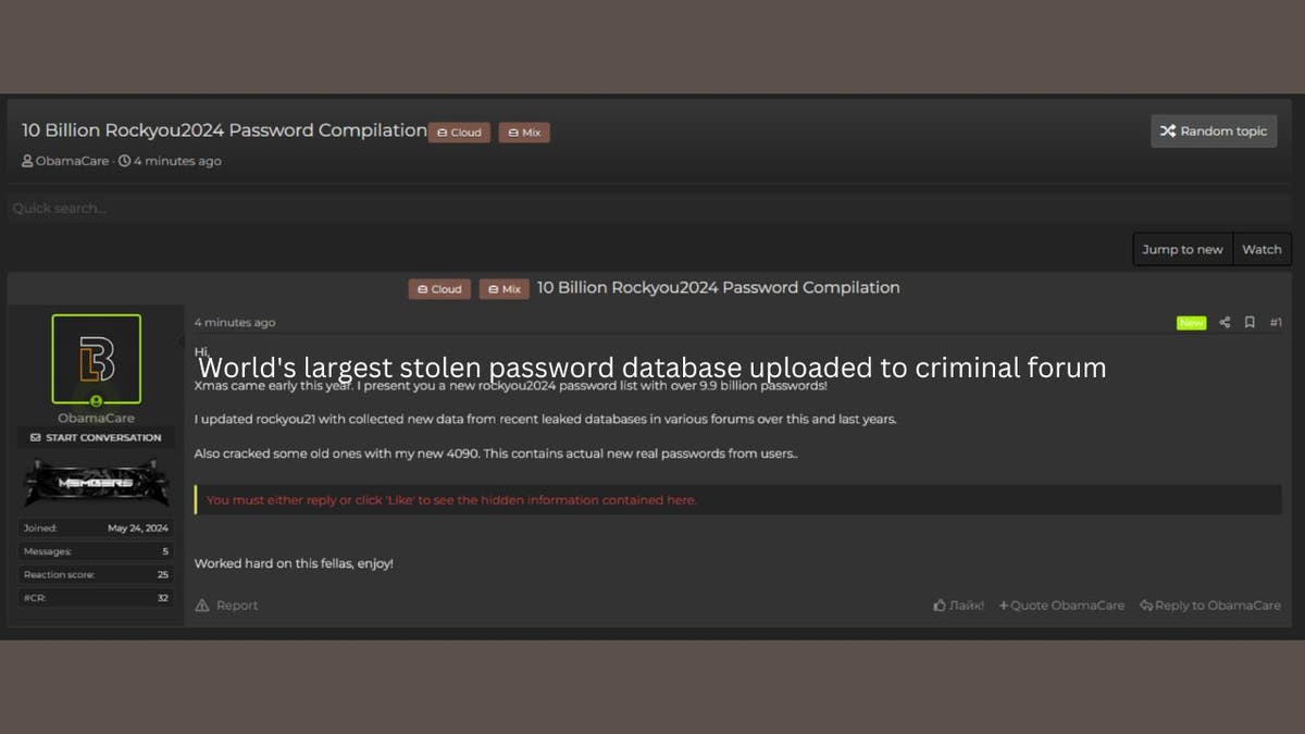 World's largest stolen password database uploaded to criminal forum