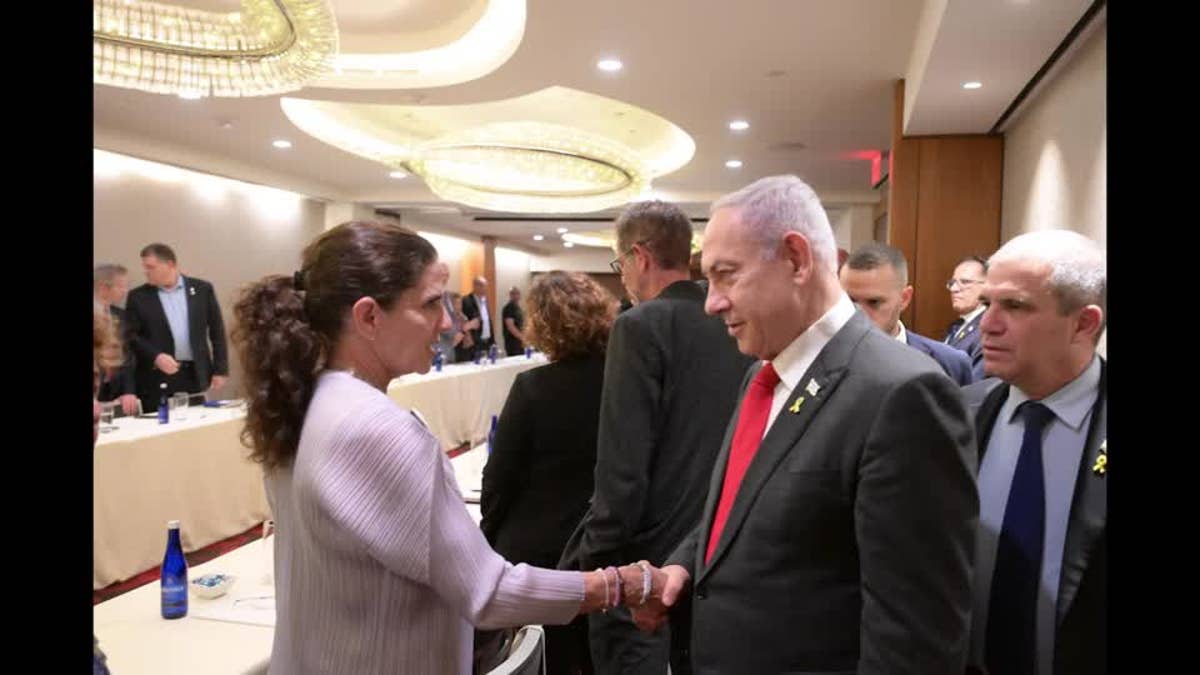 Israeli Prime Minister Benjamin Netanyahu meets with families of Israeli hostages during his visit to Washington D.C.