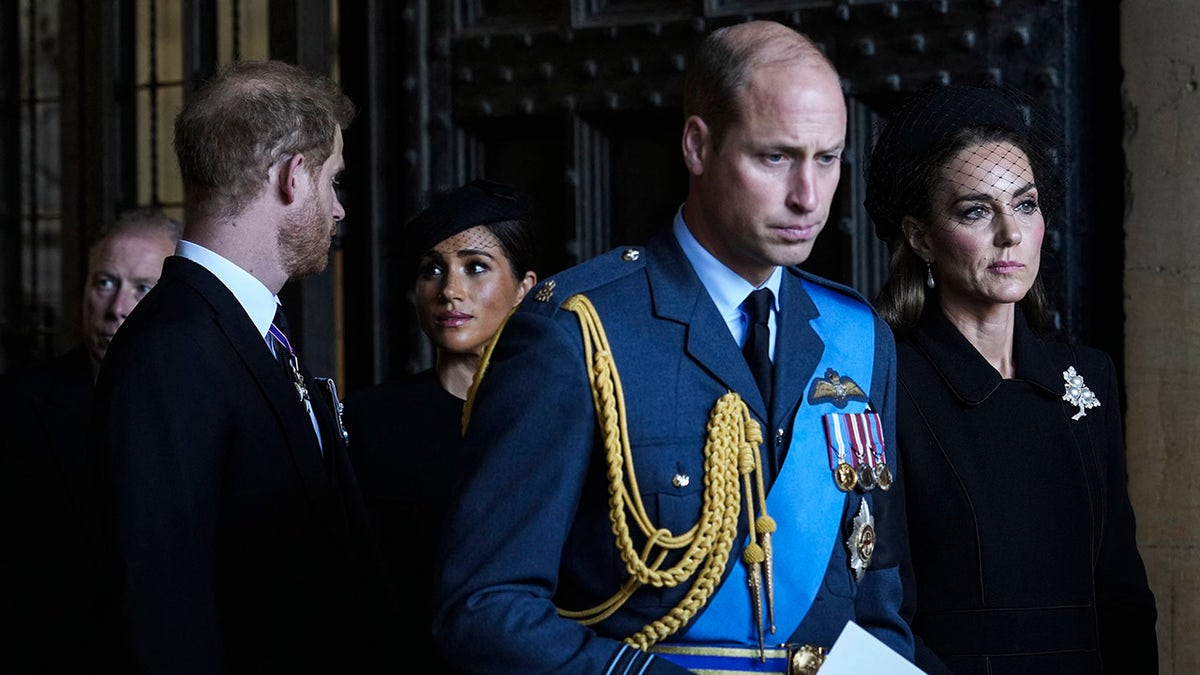 The British royals looking somber at Queen Elizabeth IIs funeral.