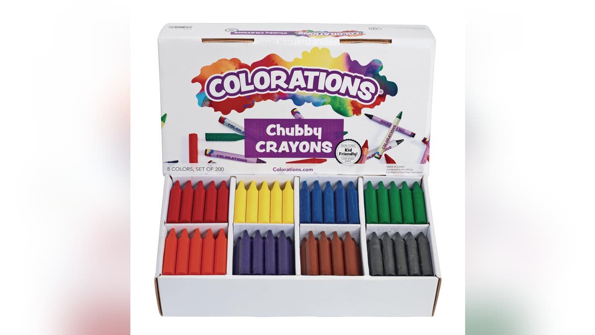 Colorations has a huge box of crayons younger kids will appreciate. 