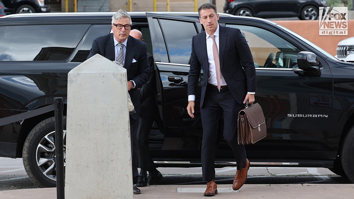 Alec Baldwin arrives at the First Judicial District Court in Santa Fe, New Mexico