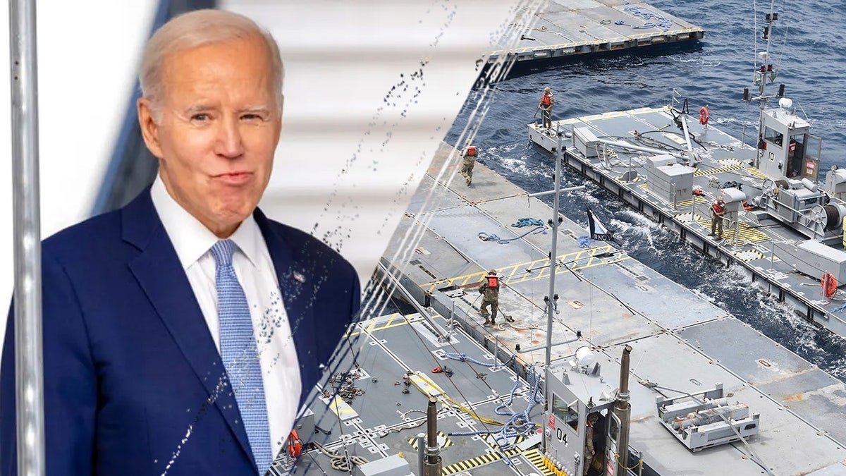 Split of President Biden and the Gaza Pier while it was in operation