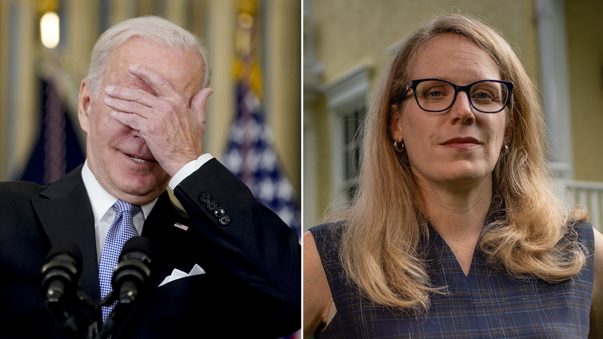 photo of Biden covering his eyes, and photo of his campaign chair