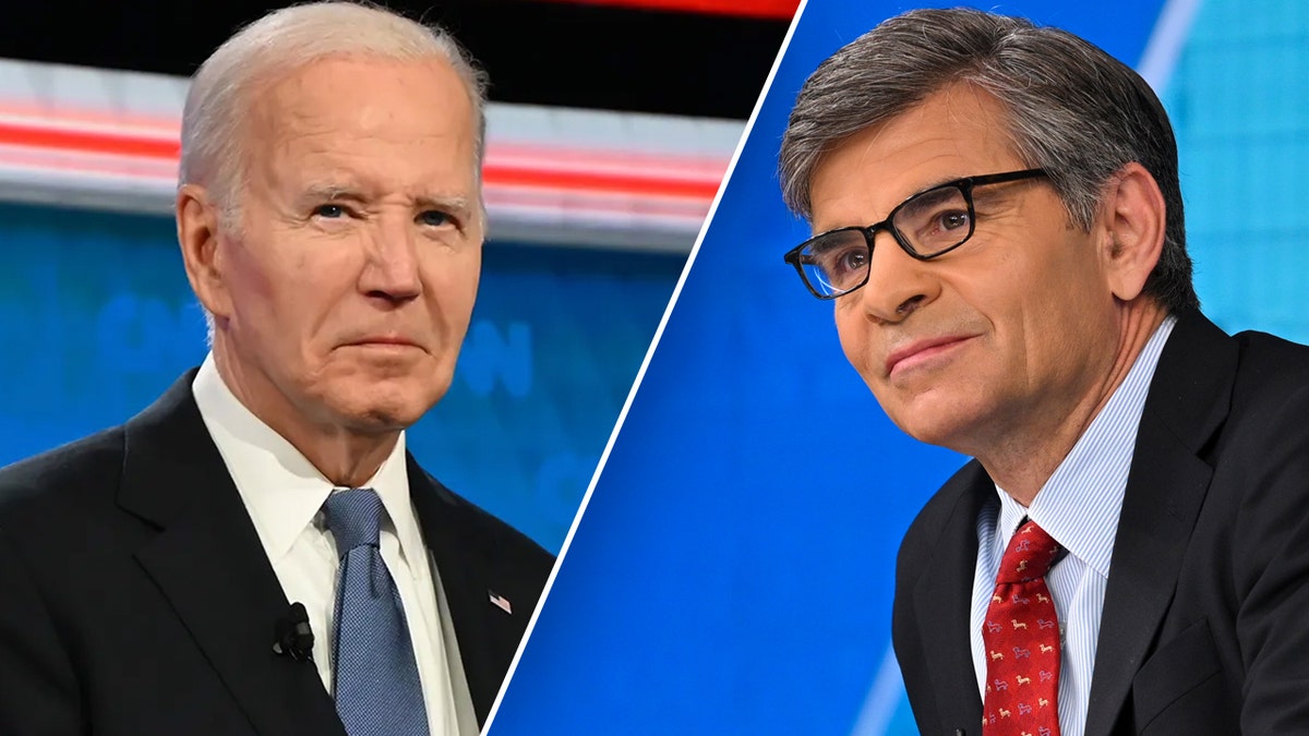 Biden left, to be interviewed by George Stephanopoulos, right