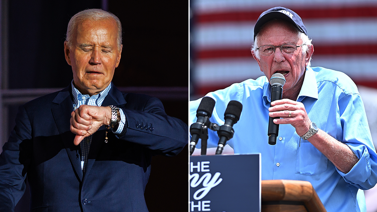 Joe Biden and Bernie Sanders split image