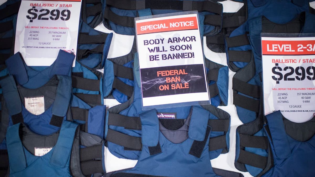 Body armor is seen for sale in 2015 in Chantilly, VA.