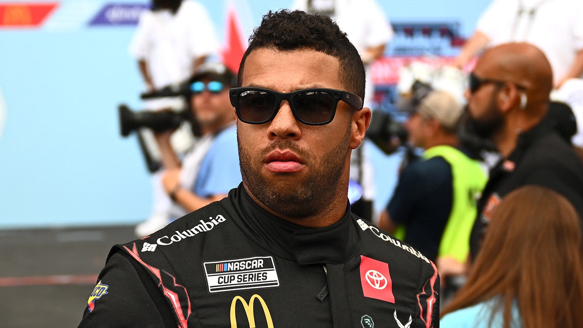 Bubba Wallace gets ready for the Chicago race
