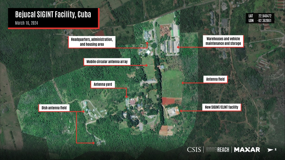 imagem de satélite da instalação de bejucal sigint em Cuba