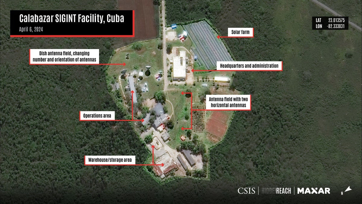 Imagem de satélite da instalação Calabazar Sigint em Cuba