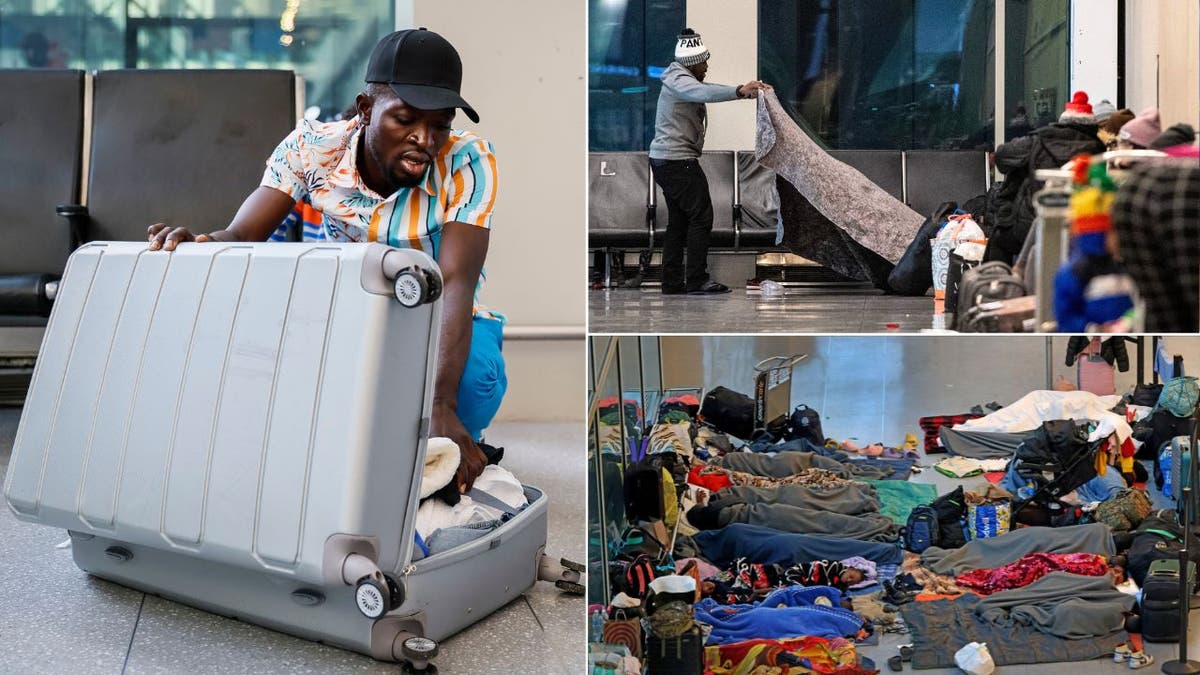 Migrants at Logan Airport packing