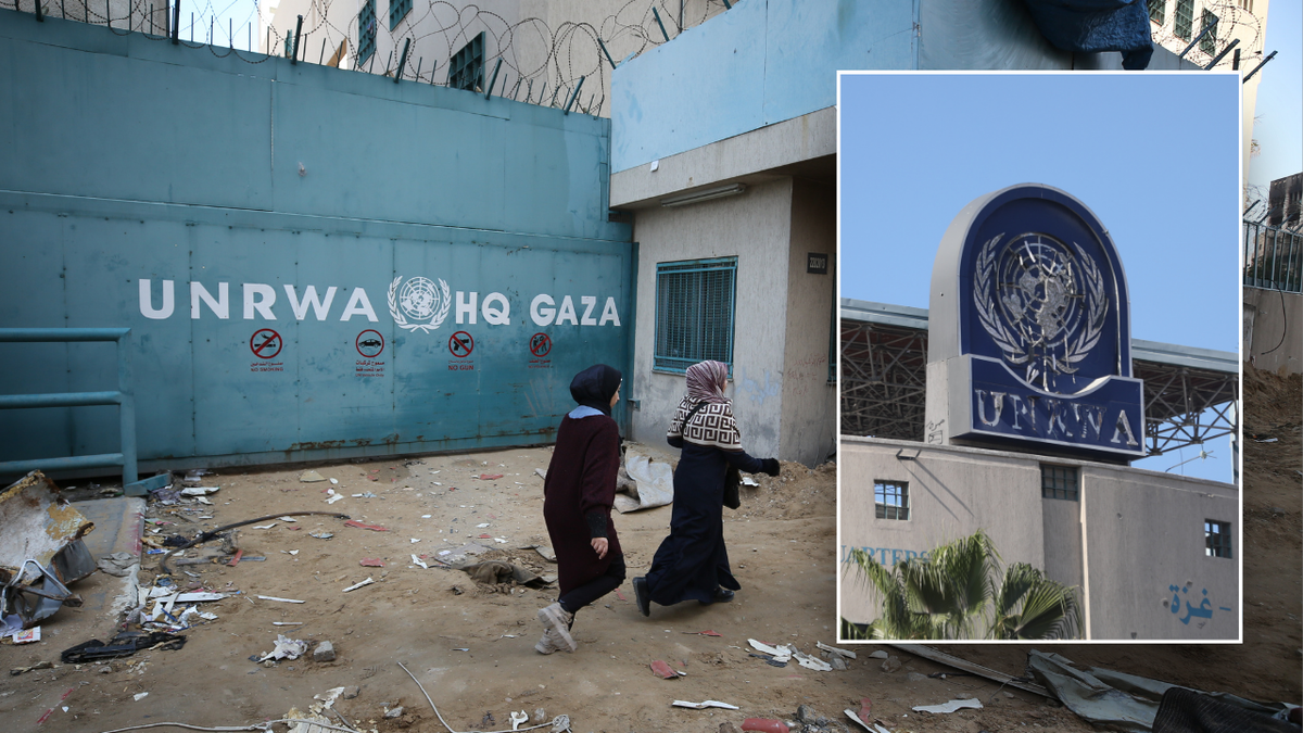 Split images of UNRWA headquarters