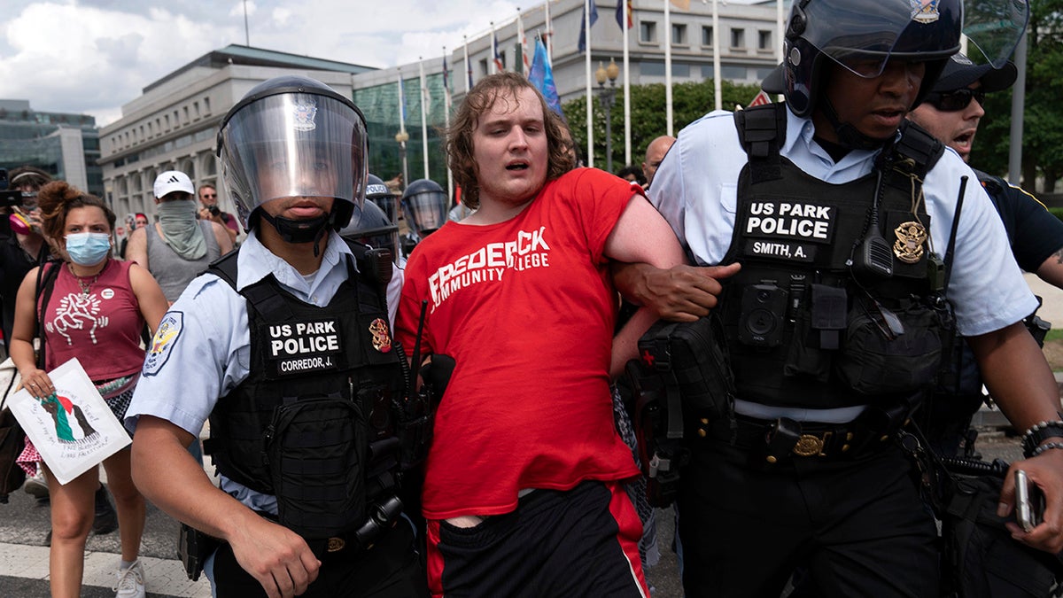 Protester being arrested