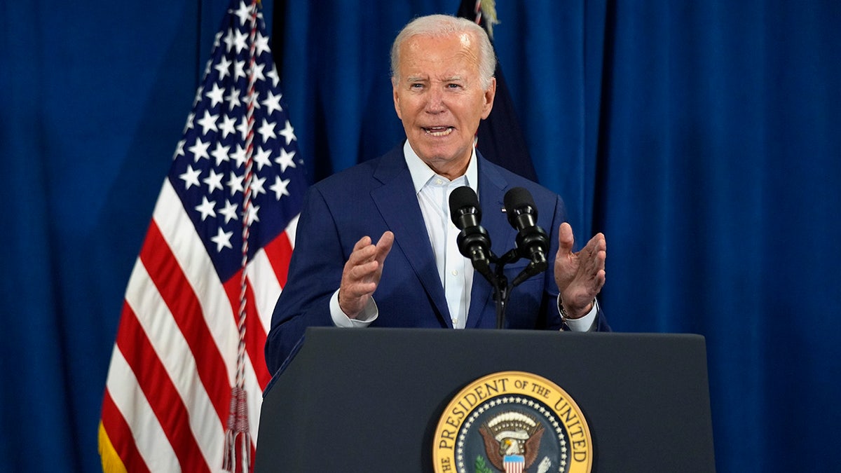 President Joe Biden speaks in Rehoboth Beach, Delaware