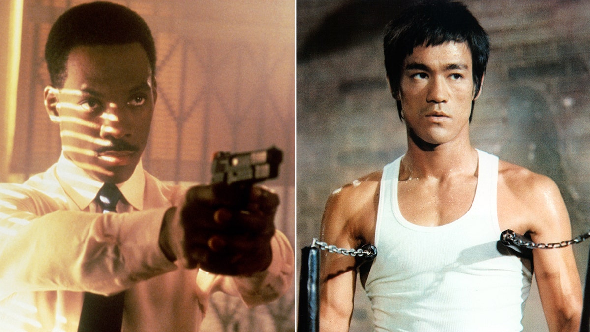 side by side photos of Eddie Murphy and Bruce Lee