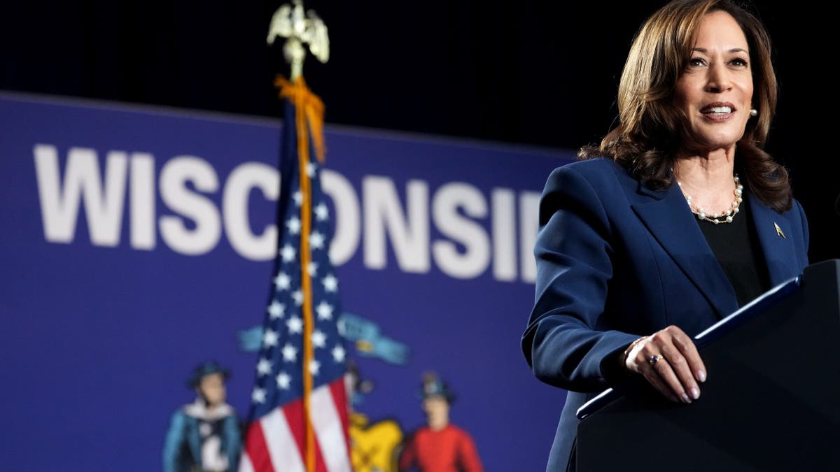 Kamala Harris at lectern
