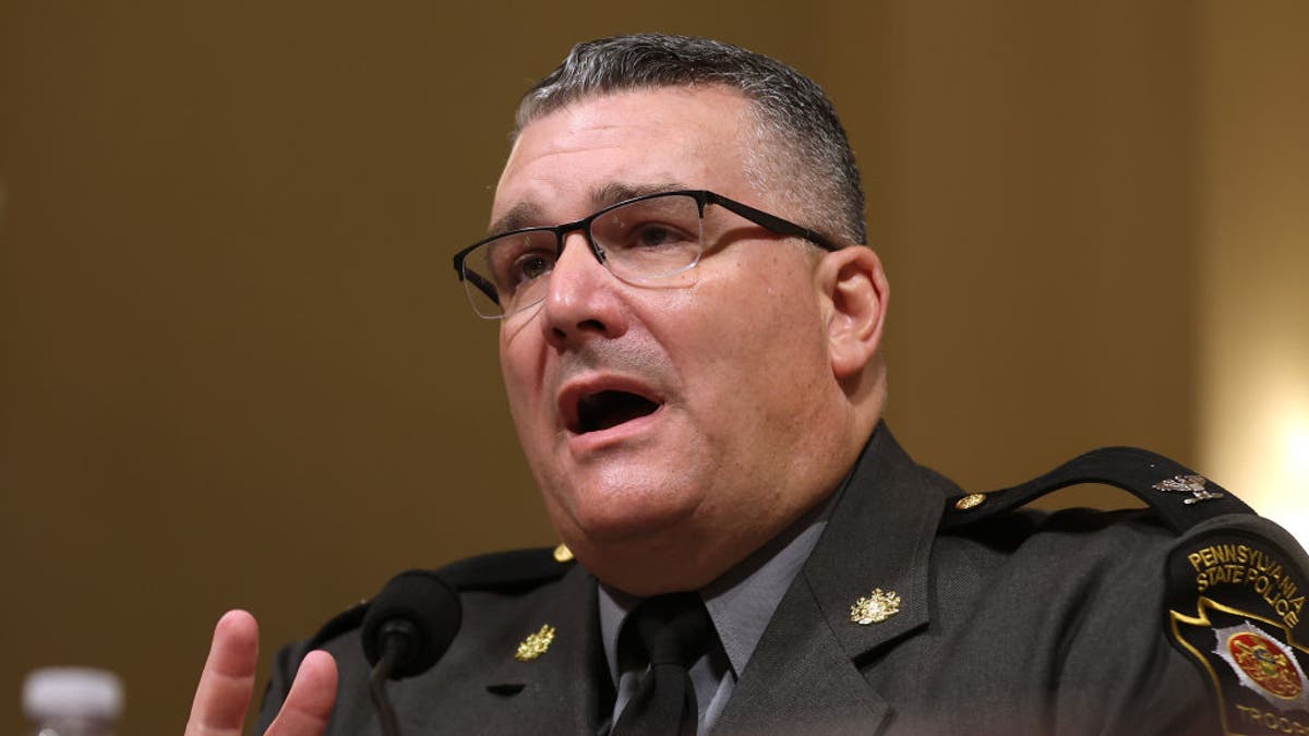 Col. Christopher L. Paris, Commissioner of the Pennsylvania State Police, testifies before the House Committee on Homeland Security during a hearing at the Canon House Office Building on July 23, 2024 in Washington, DC. The committee is examining the assassination attempt on former U.S. President Donald Trump on July 13th in Pennsylvania. 