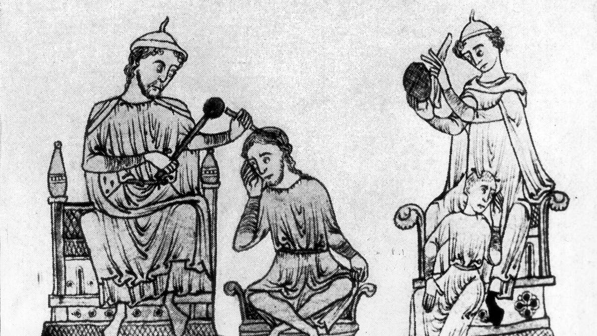 A medieval surgeon performs a trepanning