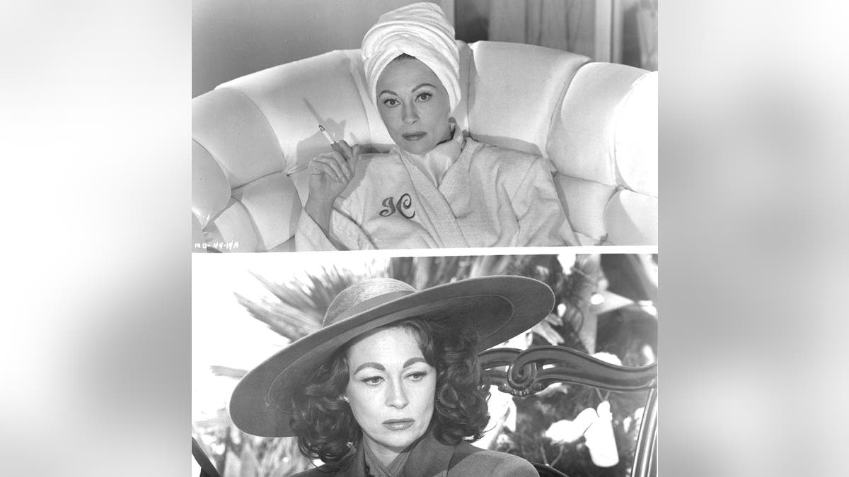 A parallel scene capture from the film Mommie Dearest starring Faye Dunaway as Joan Crawford