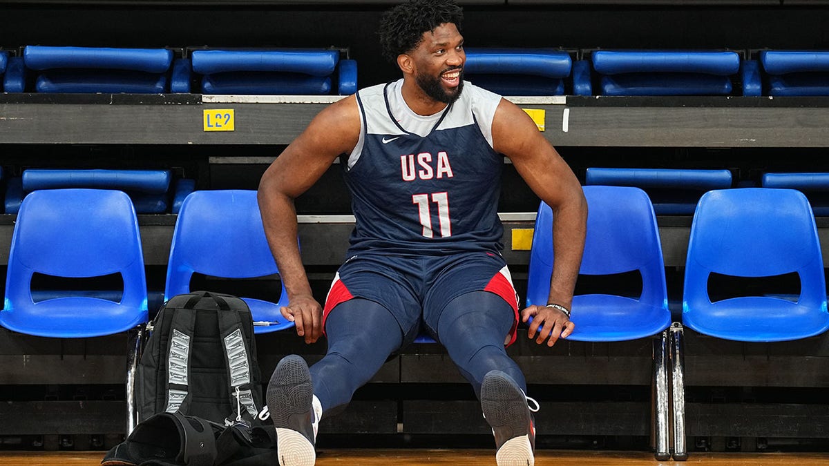 Joel Embiid on the bench