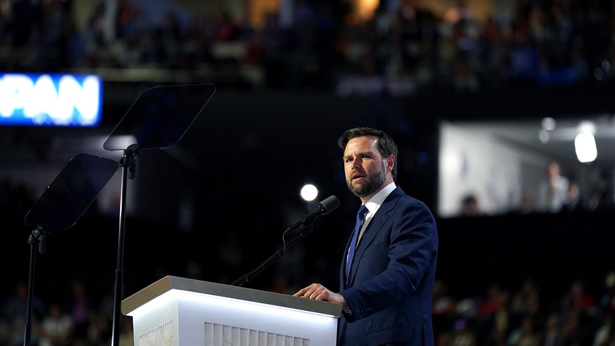 JD Vance speaks during the Republican National Convention