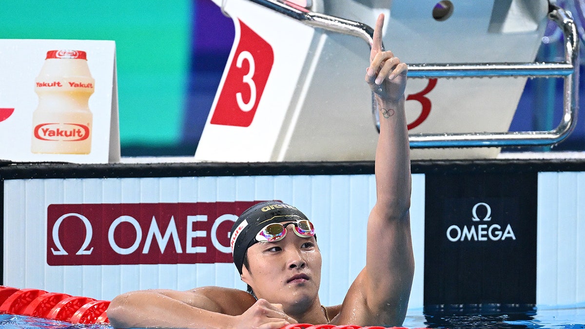 South Korean swimmer Kim Woo-min in the pool