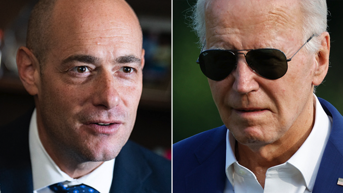 Greg Landsman and Joe Biden split image