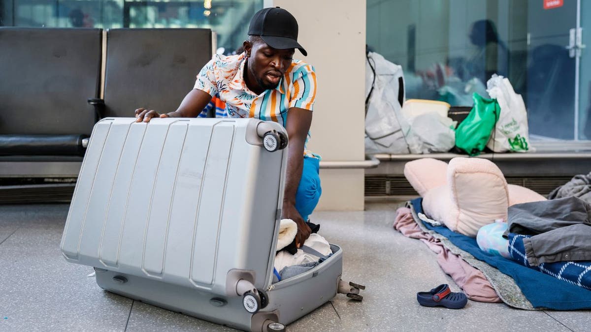 Migrant packing his bag
