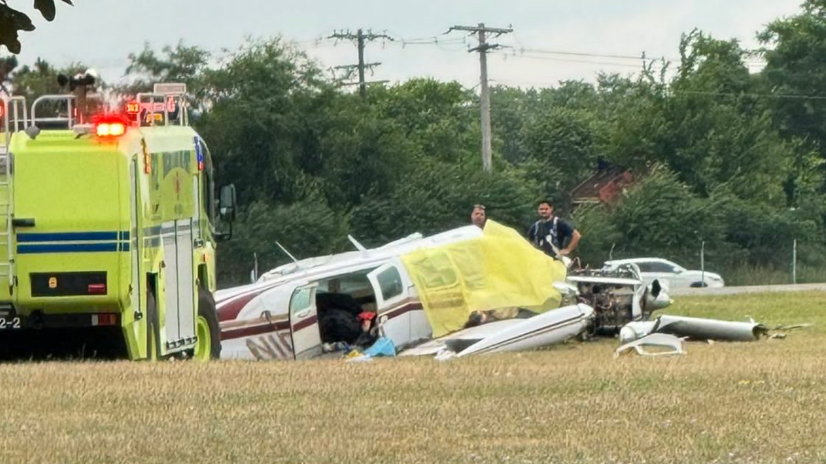 Beechcraft Bonanza A36 after crashing at MacArthur Airport