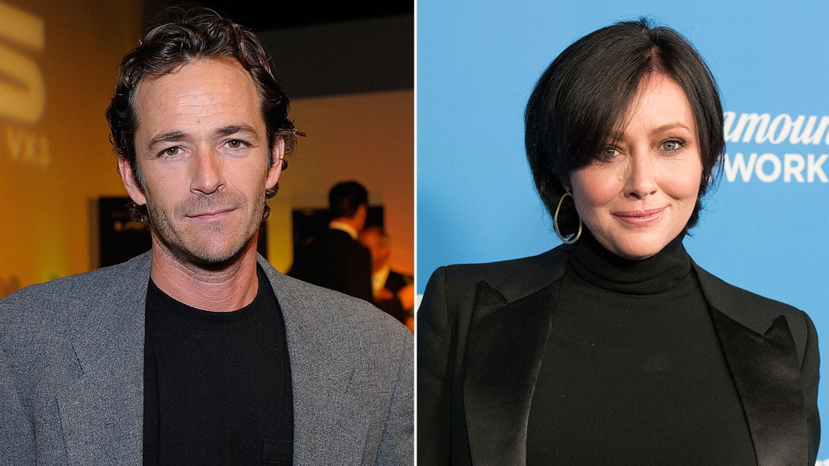 Fotos lado a lado de Luke Perry y Shannen Doherty