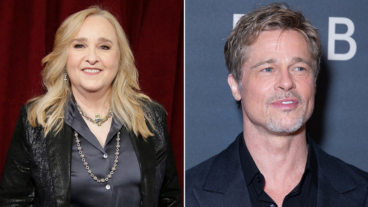 Side by side photos of Melissa Etheridge and Brad Pitt