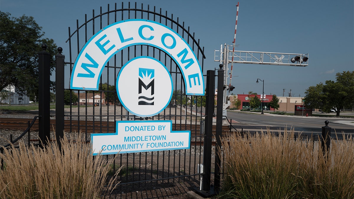 Welcome sign in downtown Middletown, OH.