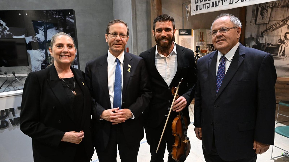 Mordechai with President Herzog and wife Michal & Dani Dayan