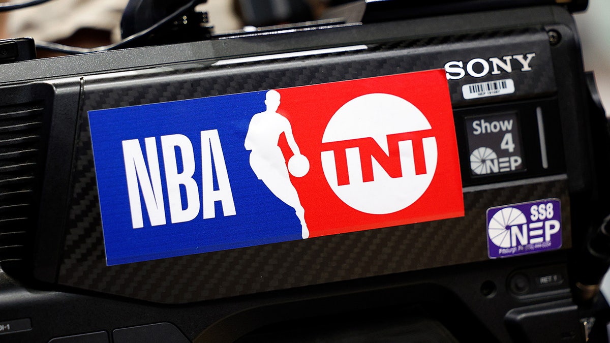 The NBA logo on TNT on camera