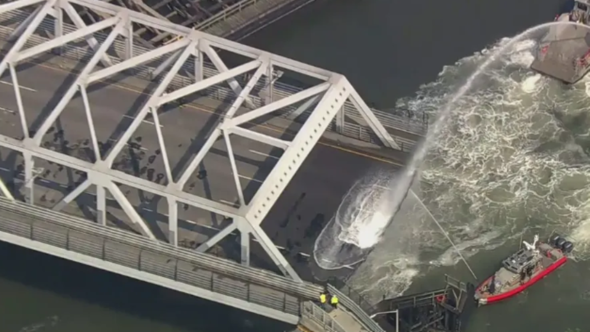 Water poured on bridge