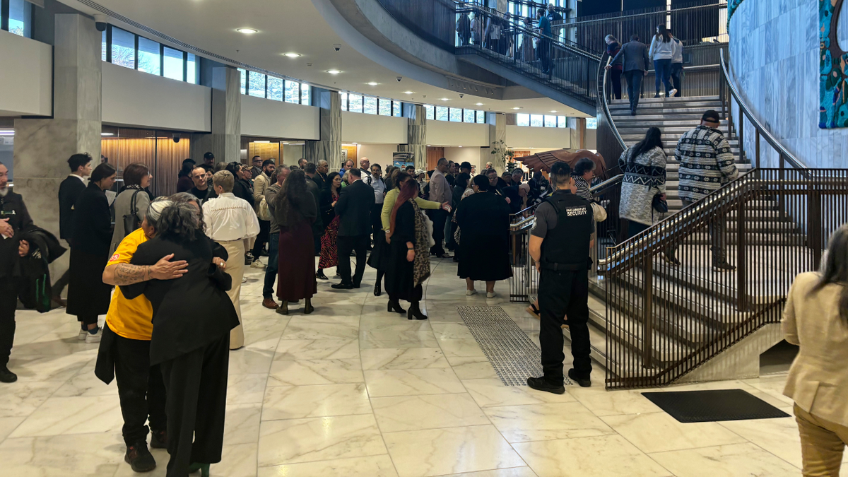 La gente llega al Parlamento