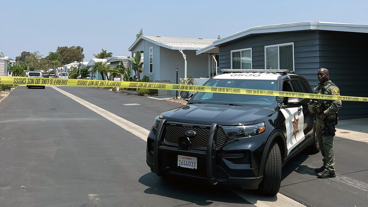 Mobile home park with police presence