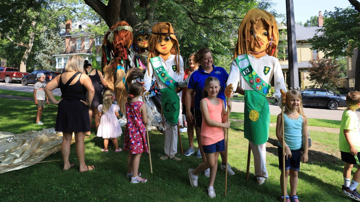 Kids line up for the children's parade during Harborfest in Oswego, New York.