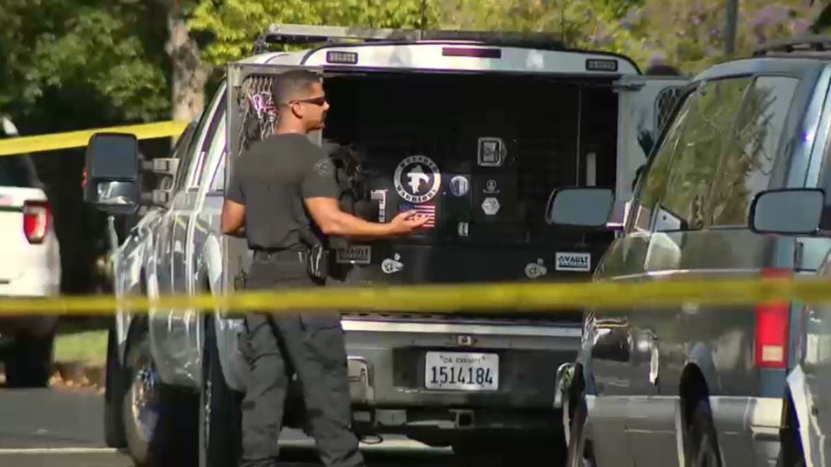 Police outside the home of a shooting