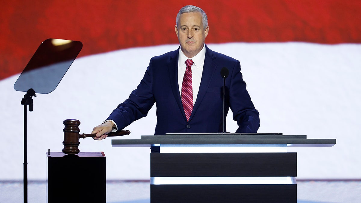 Michael Whatley enters and calls the convention to order the first day of the Republican National Convention