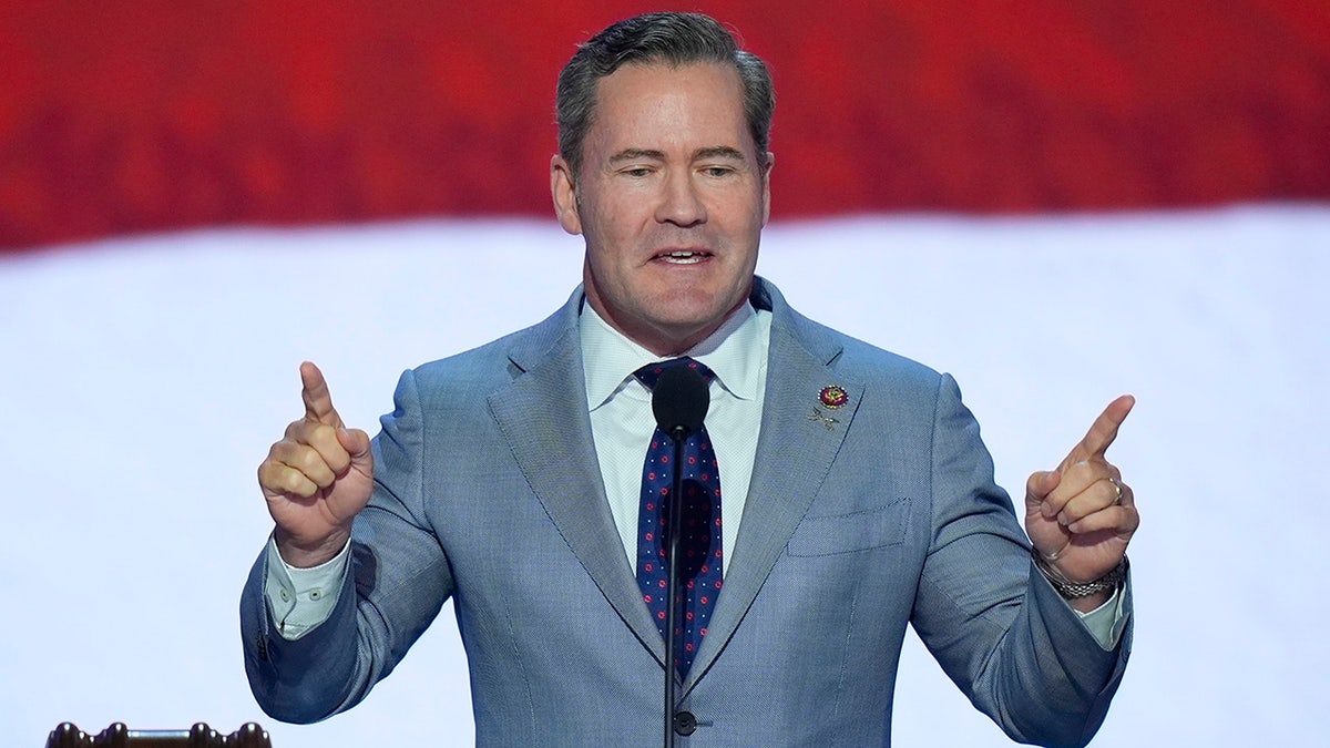 Michael Waltz speaking during the first day of the Republican National Convention
