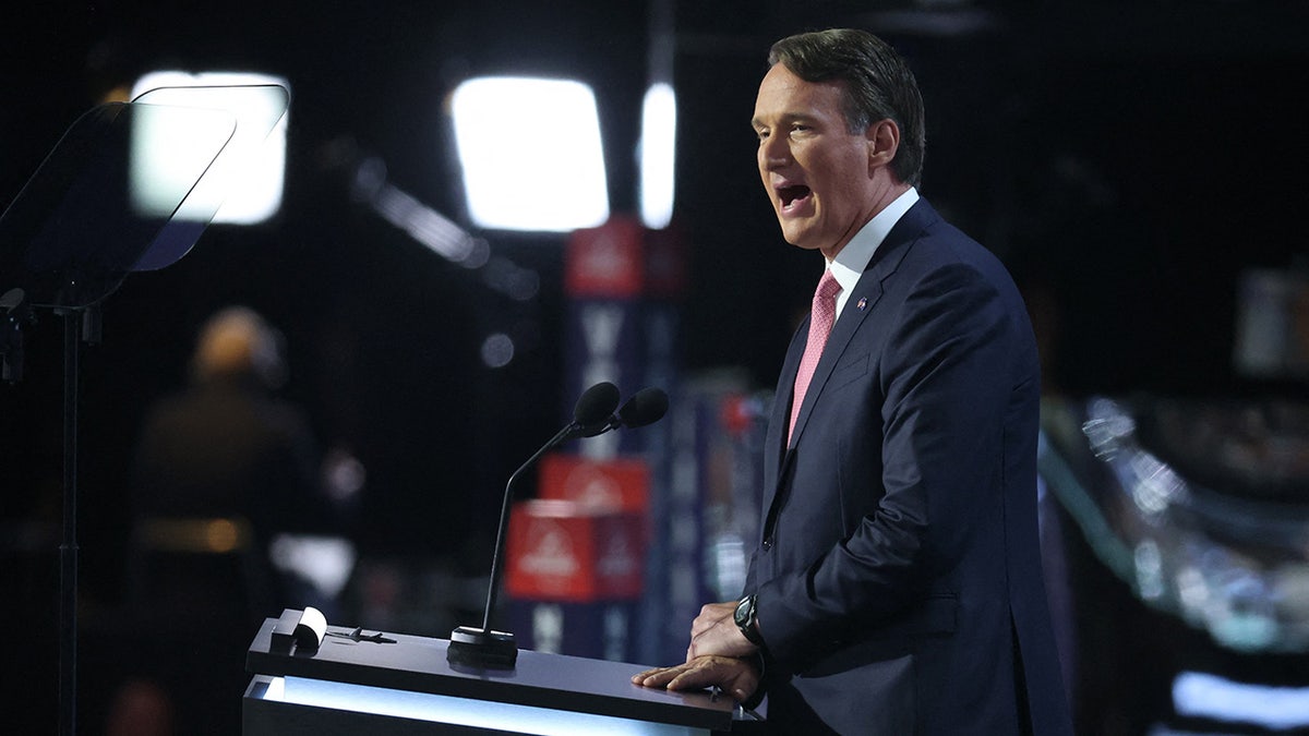 Glenn Youngkin speaks on the first day of the Republican National Convention