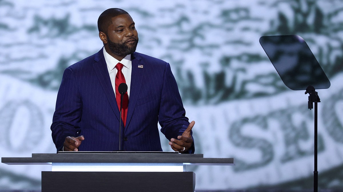 Peron Donalds speaks during the first day of the Republican National Congress