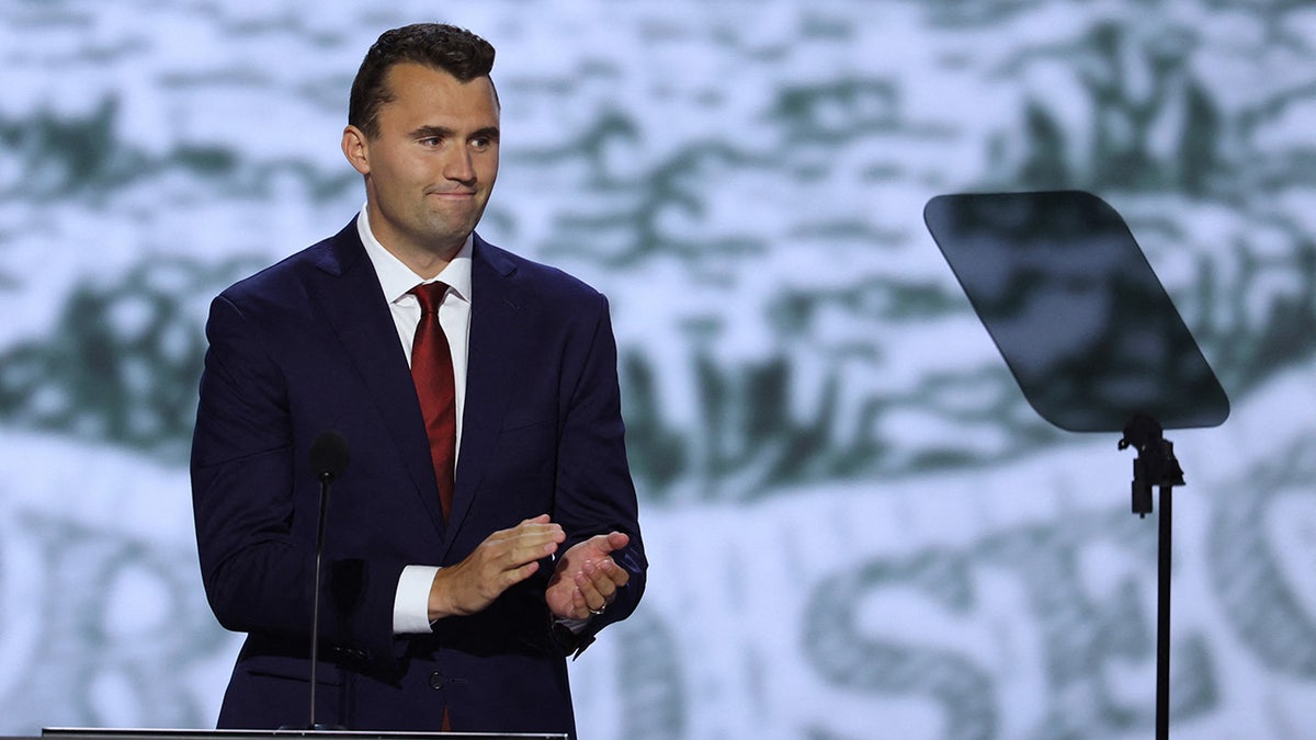 Charlie Kirk speaks during the 1st Republican National Convention (RNC), at the FISVer forum in Milwaukee, Wisconsin, on July 15, 2024. Reuters/Mike Segar