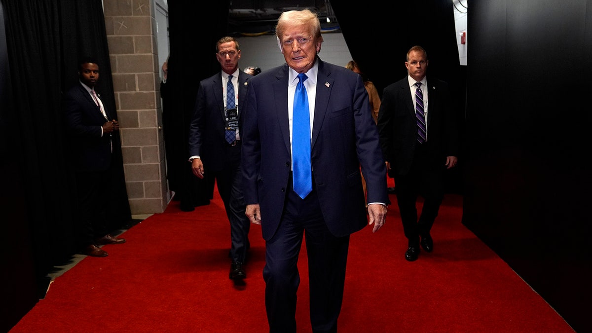 Donald Trump arrives during the second day of the Republican National Convention