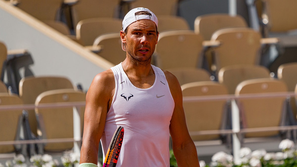 Rafael Nadal during a training session