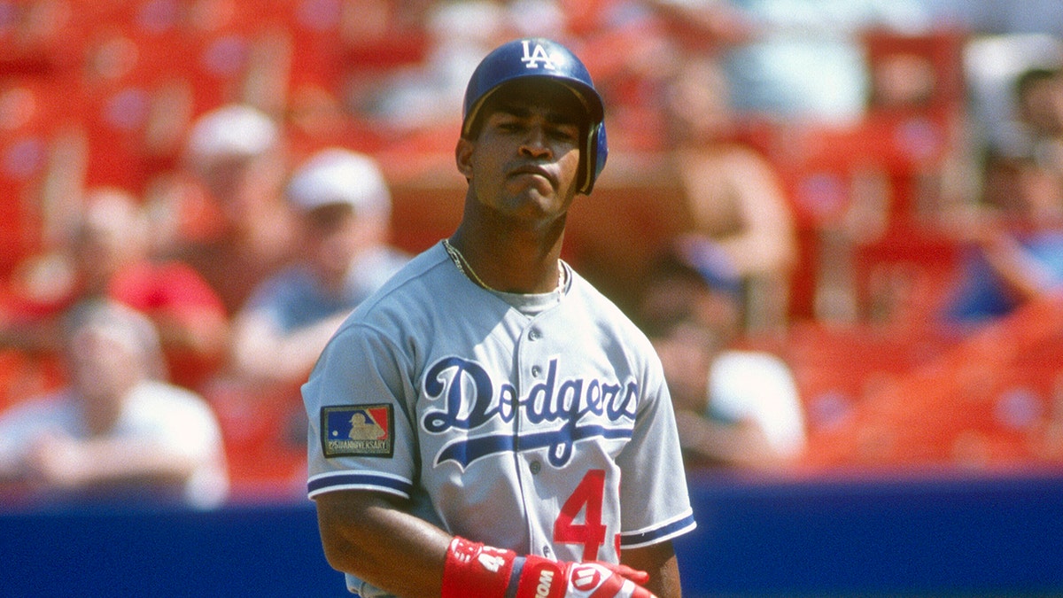 Raul Mondesi looks on field